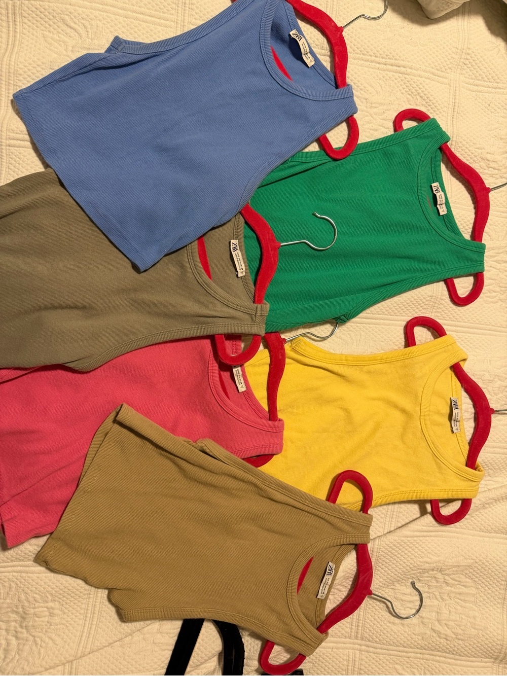 Zara Multicolor Ribbed Tank Tops — Blue, Green, Yellow, Pink, Olive, Tan